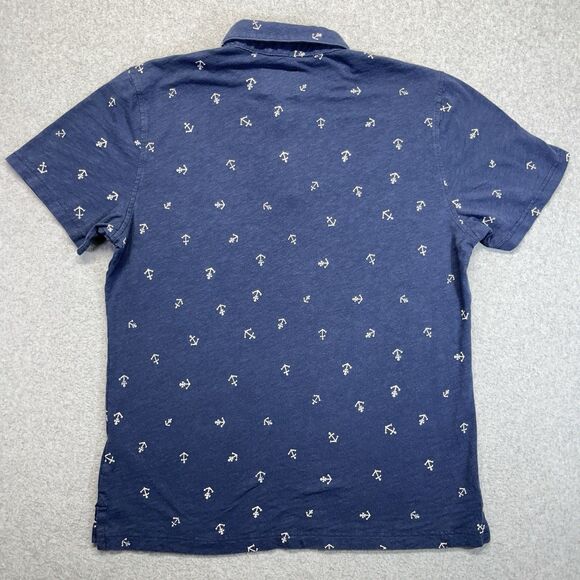 Abercrombie & Fitch Anchor Print Polo Shirt Men’s L Large Navy Blue AOP - Picture 8 of 16
